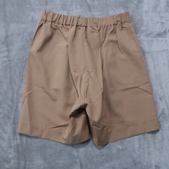 Shorts Womens L Brown Bermuda Pleated Trouser Tailored Modest Minimalist Office - Picture 4 of 16
